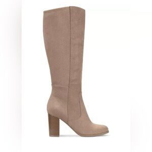 Macy’s Style & Co Extra Wide Calf Knee-High Dress Boots, Tan Faux Suede Size 11W